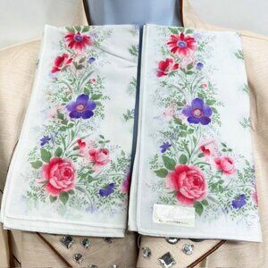 New Set of 2 Wedding Blooming handkerchief cotton 18 white pink purole flora (37